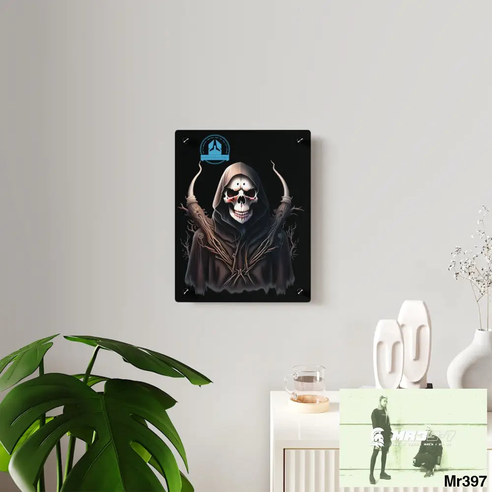 A Who Dares Wins Halloween Reaper Graphic Acrylic Wall Art Panels Home Decor