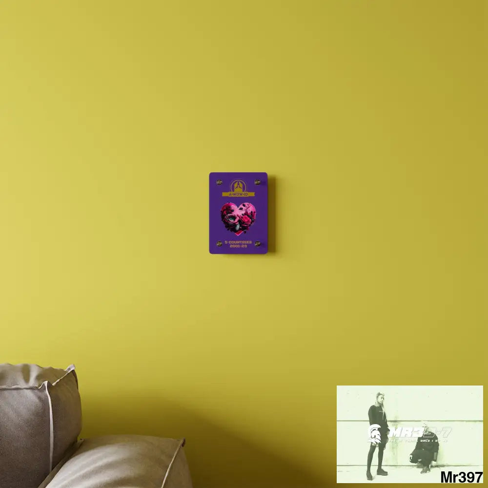 A Who Dares Wins (ID) RSF 5 Countries 2001-23 Heart made of pink roses with black accents Acrylic Wall Art Panels Home