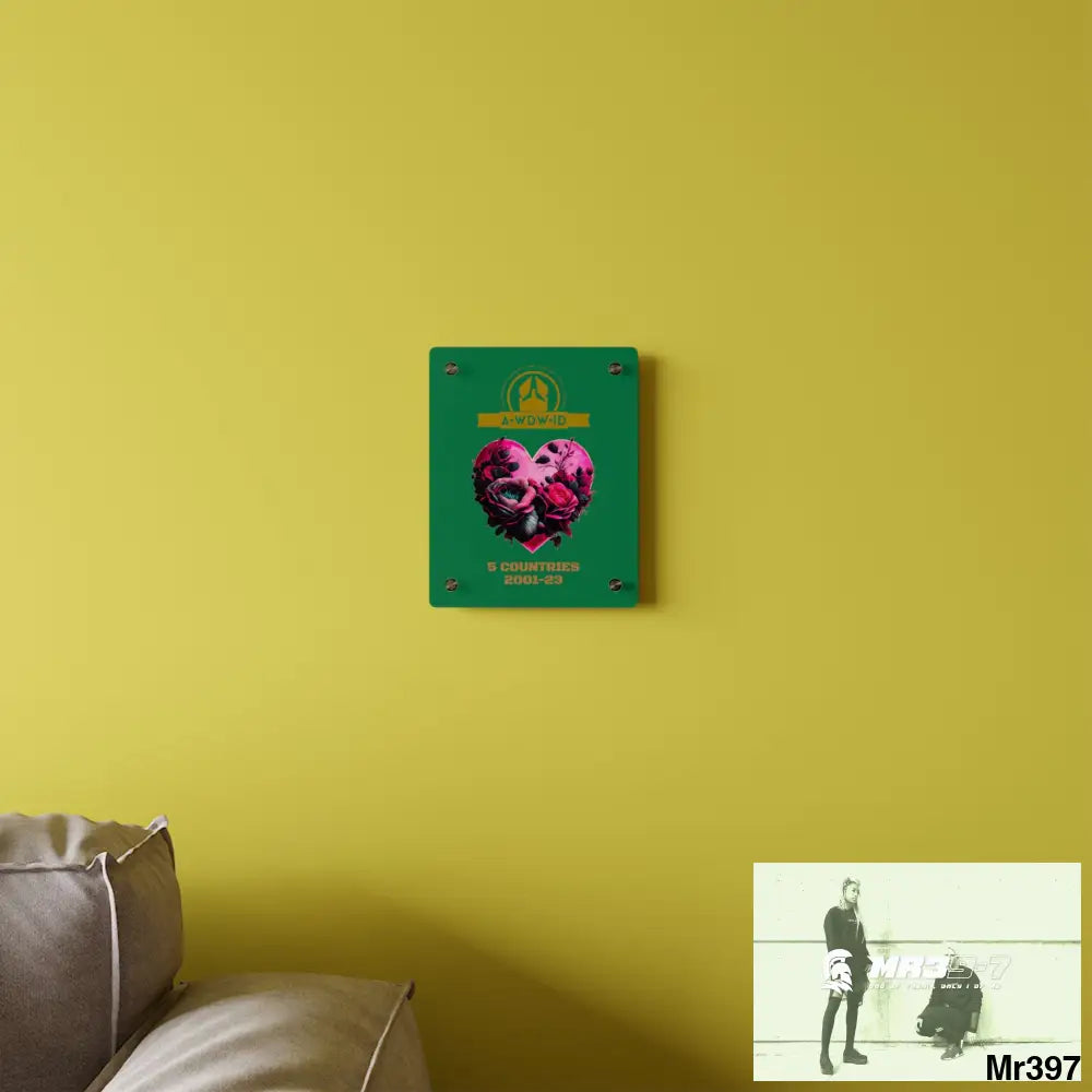 A Who Dares Wins (ID) RSF 5 Countries 2001-23 Heart made of pink roses with black accents Acrylic Wall Art Panels Home
