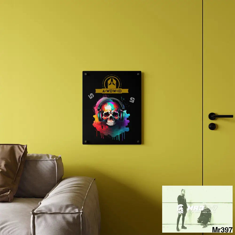 A Who Dares Wins (ID) RSF E + 5 Colourful Skull Headphones Acrylic Wall Art Panels Home Decor