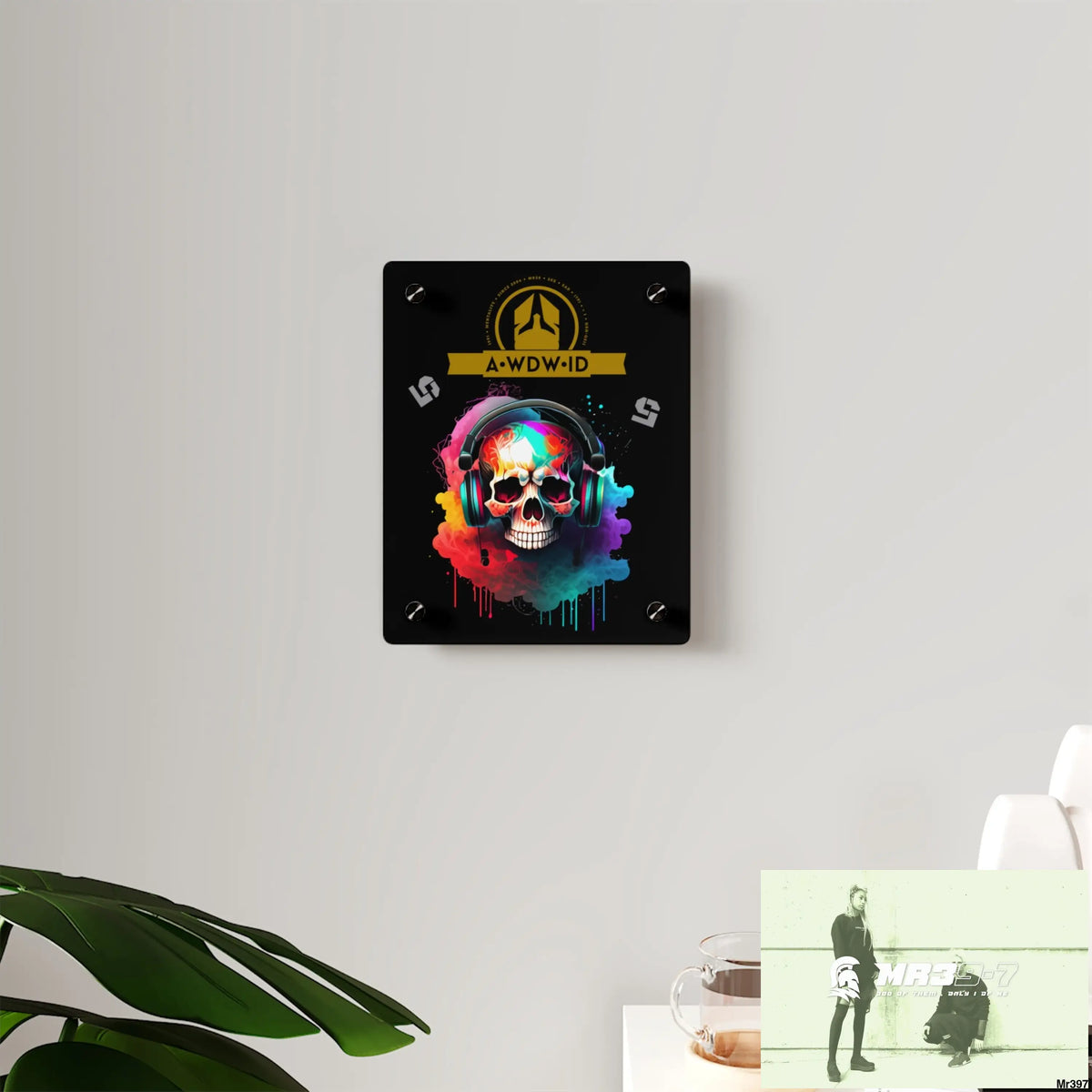 A Who Dares Wins (ID) RSF E + 5 Colourful Skull Headphones Acrylic Wall Art Panels Home Decor