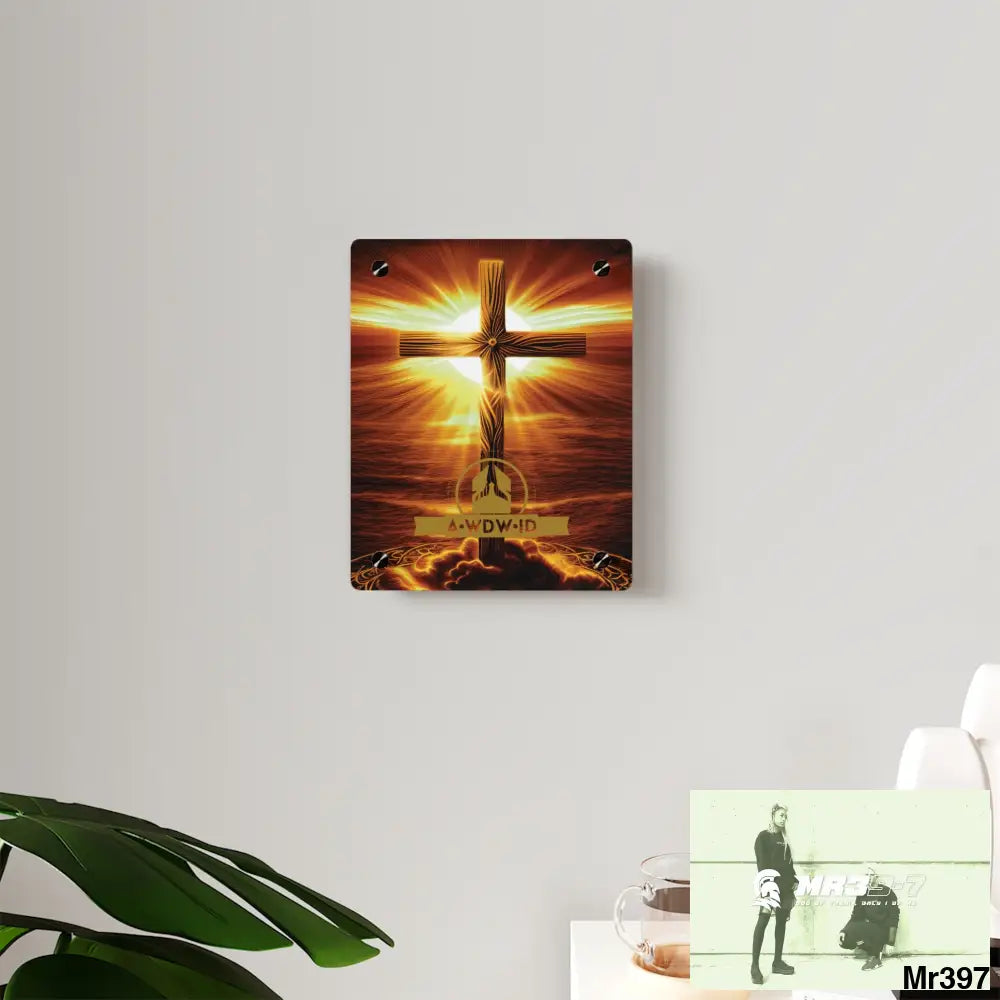 A Who Dares Wins (ID) RSF Golden Sunrise Old Rugged Cross Celestial Ambient Faith Hyper Realistic Acrylic Wall Art