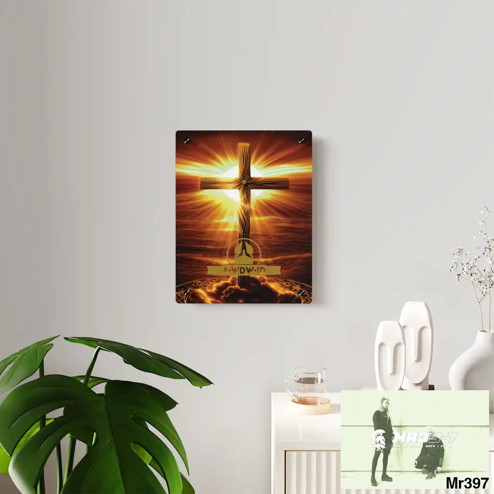 A Who Dares Wins (ID) RSF Golden Sunrise Old Rugged Cross Celestial Ambient Faith Hyper Realistic Acrylic Wall Art