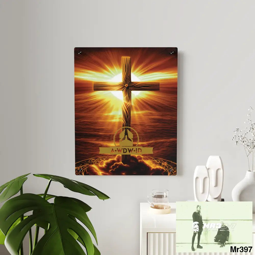 A Who Dares Wins (ID) RSF Golden Sunrise Old Rugged Cross Celestial Ambient Faith Hyper Realistic Acrylic Wall Art