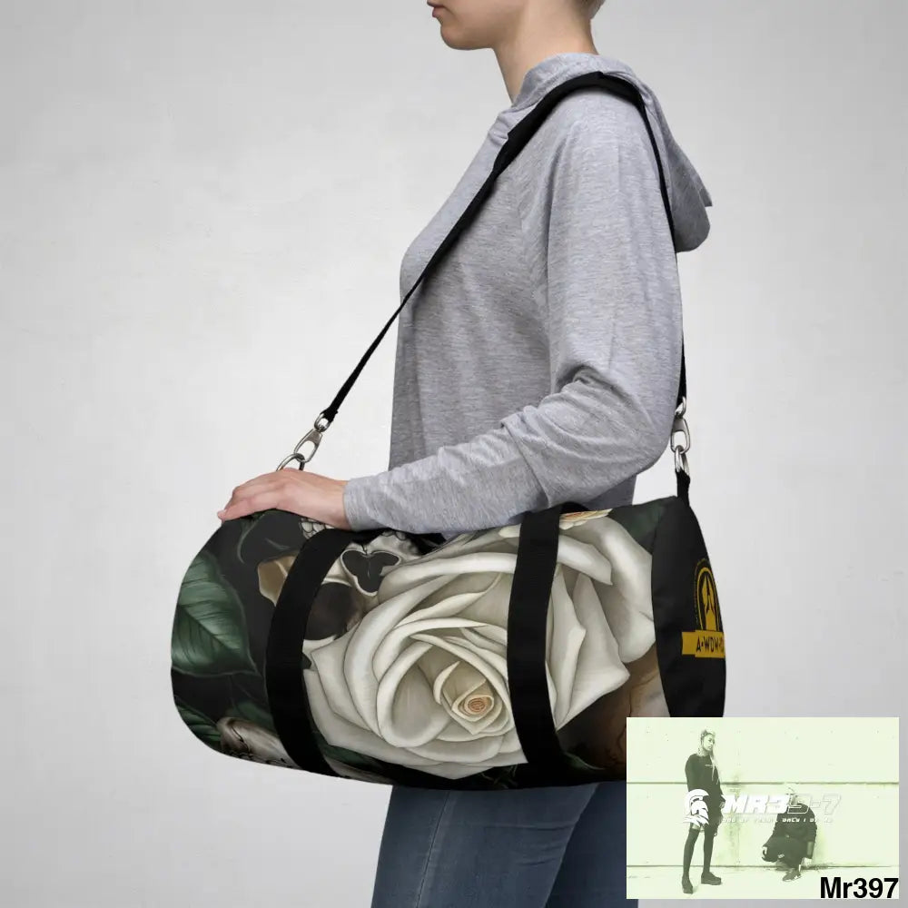 A Who Dares Wins ID RSF Gothic Skulls & Roses Duffel Bag Bags