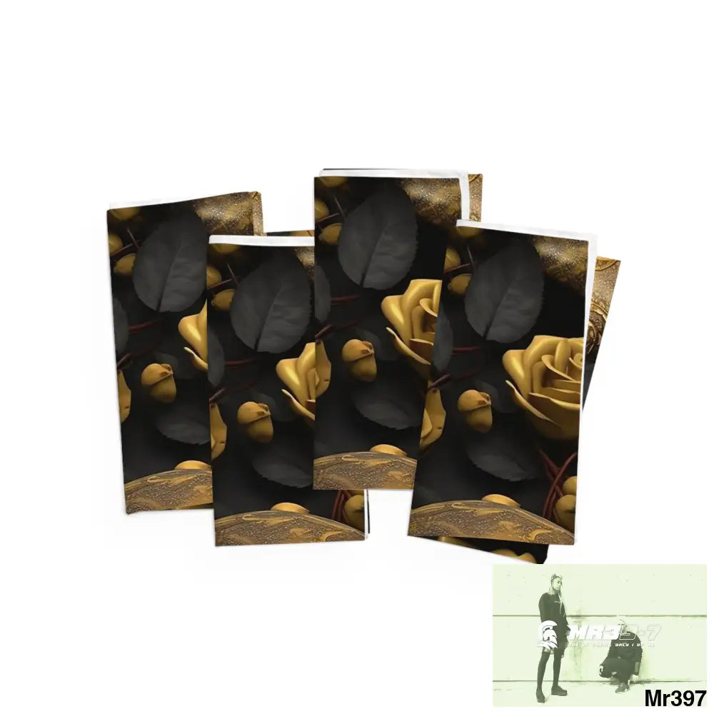 A Who Dares Wins ID RSF Gothic Skulls & Roses Napkins 4-piece set / White / 19’’ × 19’’ Accessories