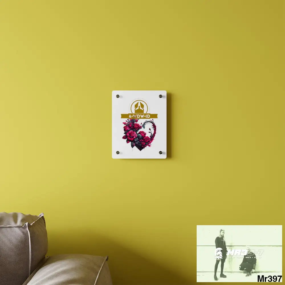 A Who Dares Wins (ID) RSF Heart made of Pink Roses on Black Background Acrylic Wall Art Panels Home Decor