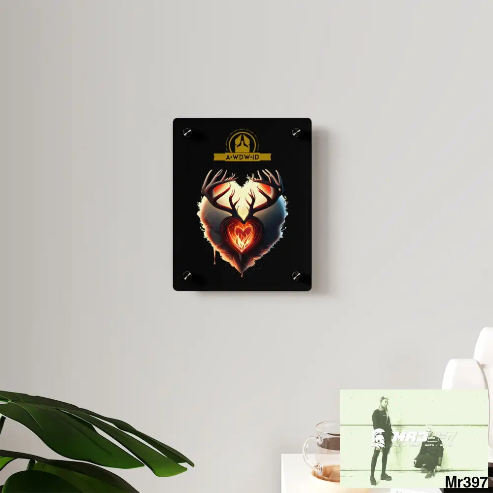 A Who Dares Wins (ID) RSF Heart of Fire Stag Antler Graphic Acrylic Wall Art Panels Home Decor