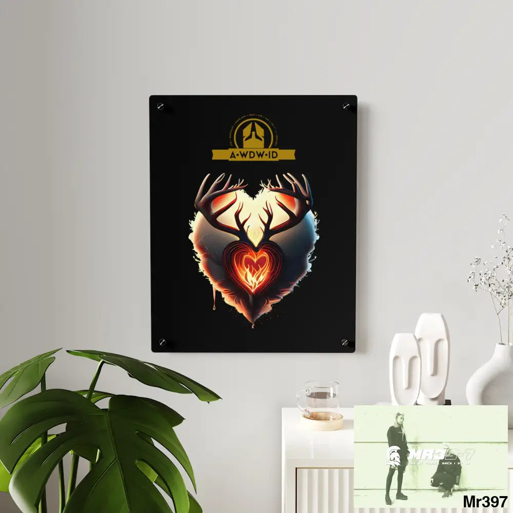 A Who Dares Wins (ID) RSF Heart of Fire Stag Antler Graphic Acrylic Wall Art Panels Home Decor