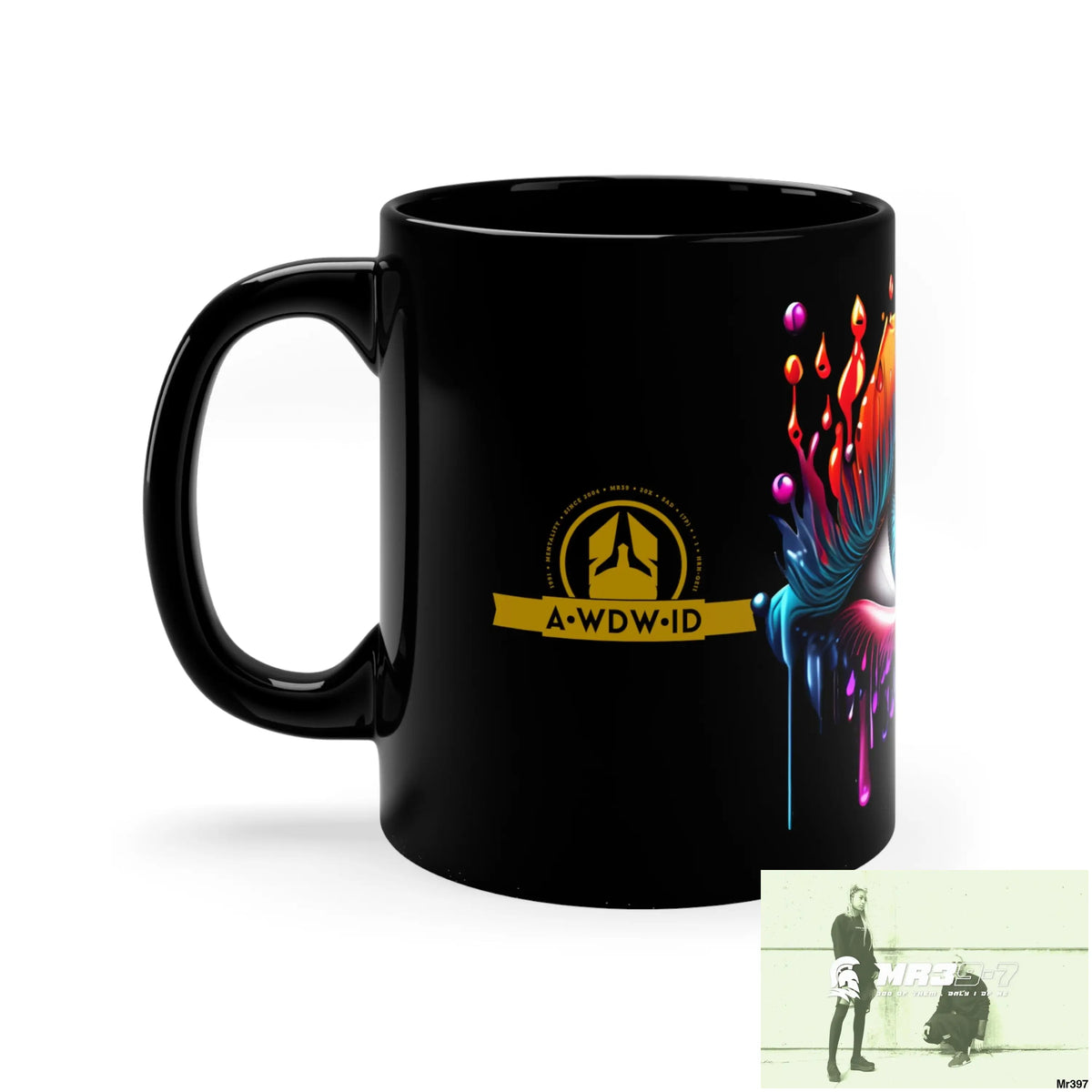 A Who Dares Wins (ID RSF) Multicoloured dripping eye 11oz Black Mug 11oz Mug