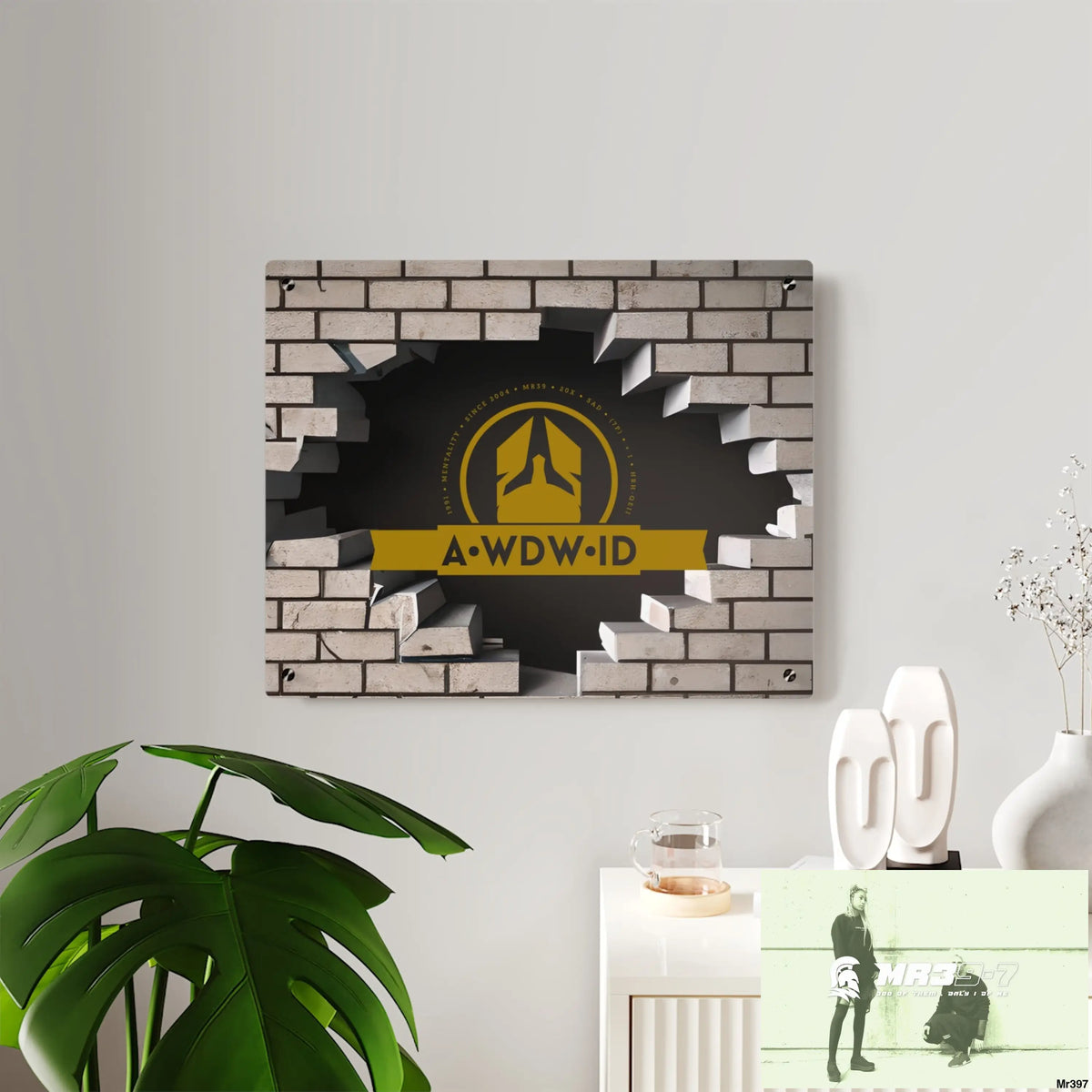 A Who Dares Wins (ID) RSF Through the 3D Cracked Brick Wall Graphic Acrylic wall Art Panels Home Decor
