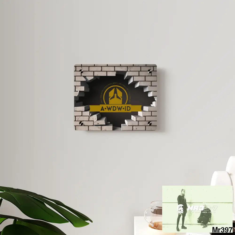 A Who Dares Wins (ID) RSF Through the 3D Cracked Brick Wall Graphic Acrylic wall Art Panels Home Decor