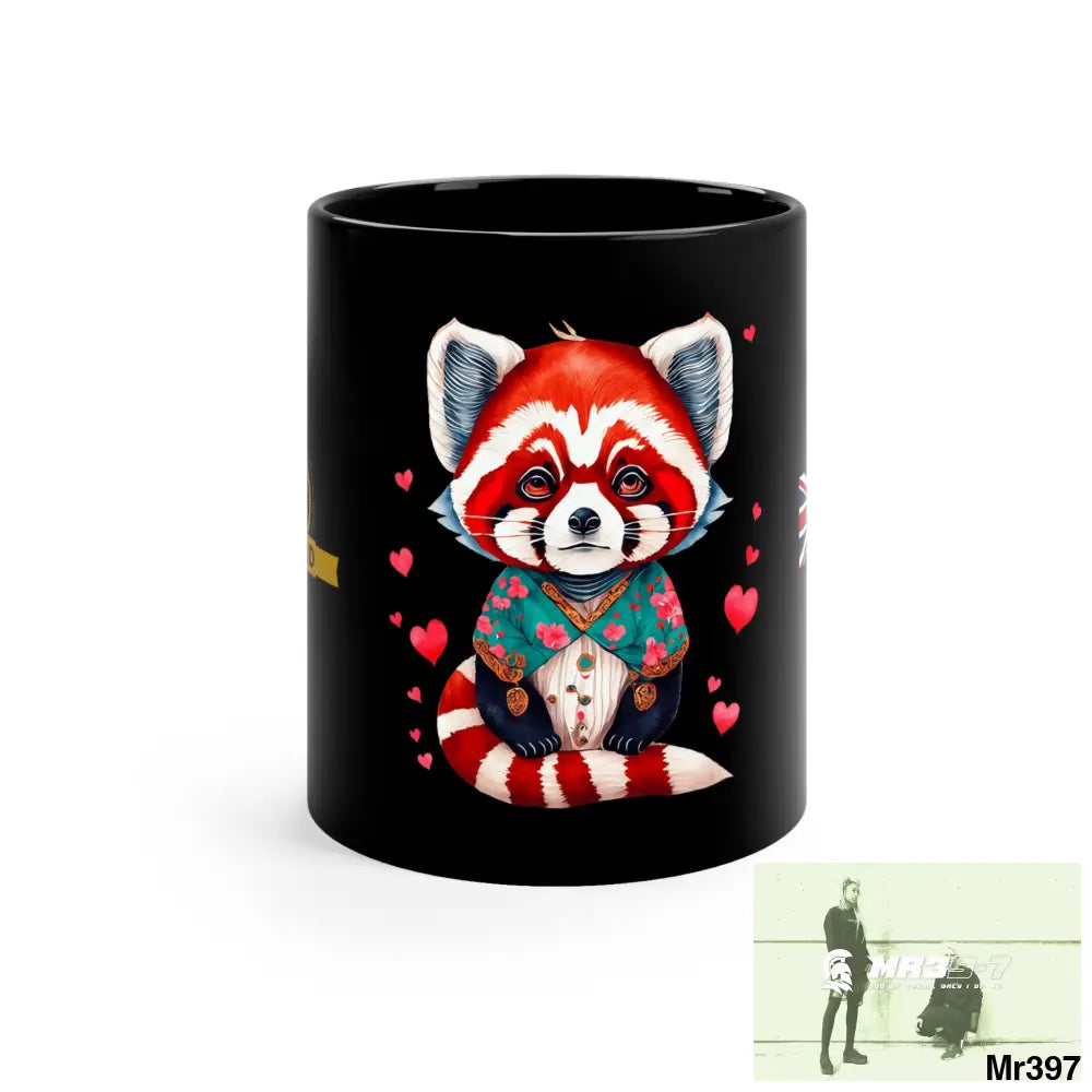 A Who Dares Wins (ID RSF) Valentines Day Cute Red Panda 11oz Black Mug 11oz Mug