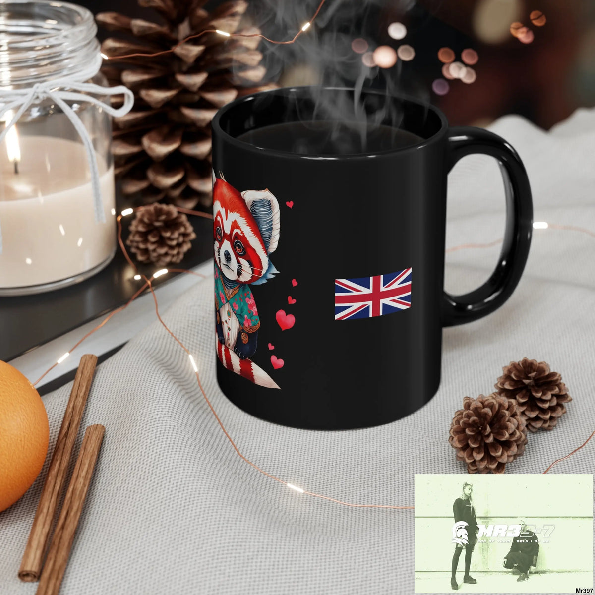 A Who Dares Wins (ID RSF) Valentines Day Cute Red Panda 11oz Black Mug 11oz Mug