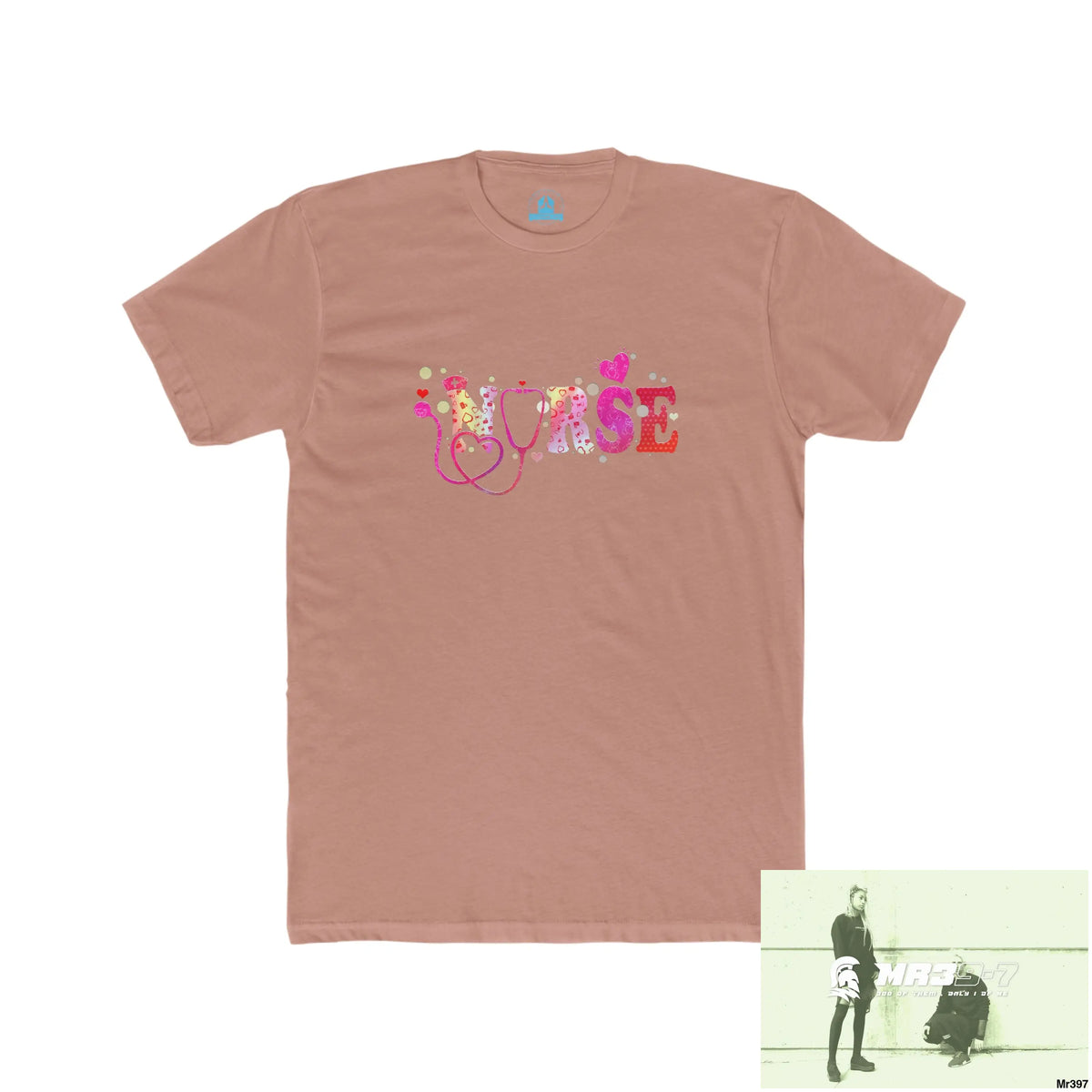A Who Dares Wins Nurse Love Men’s Cotton Crew Tee Solid Desert Pink / S T-Shirt