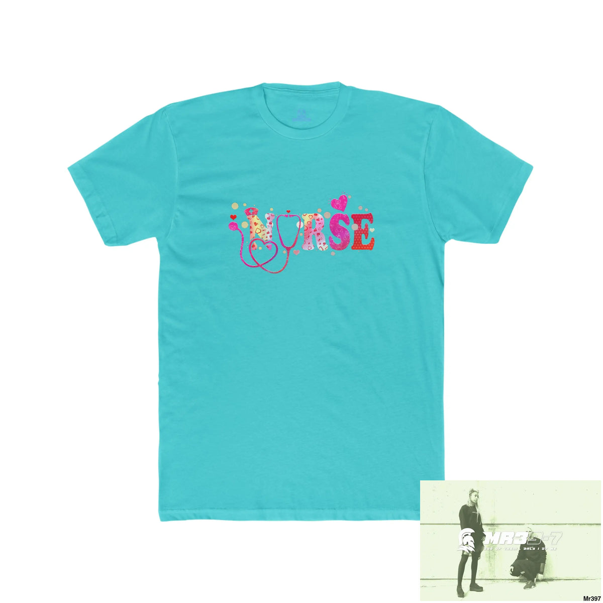 A Who Dares Wins Nurse Love Men’s Cotton Crew Tee Solid Tahiti Blue / S T-Shirt