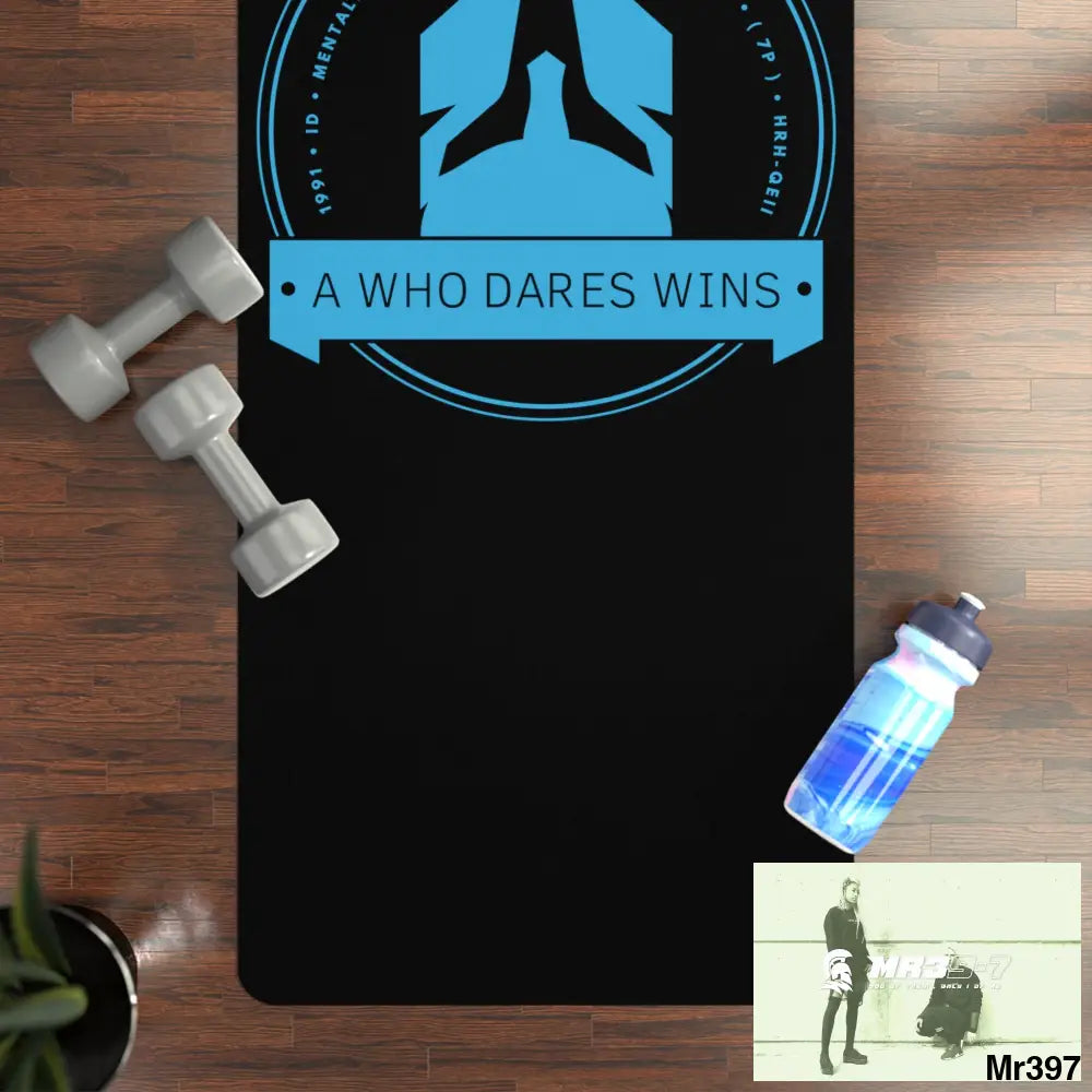 A Who Dares Wins Rubber Yoga Mat 24” x 68” Home Decor