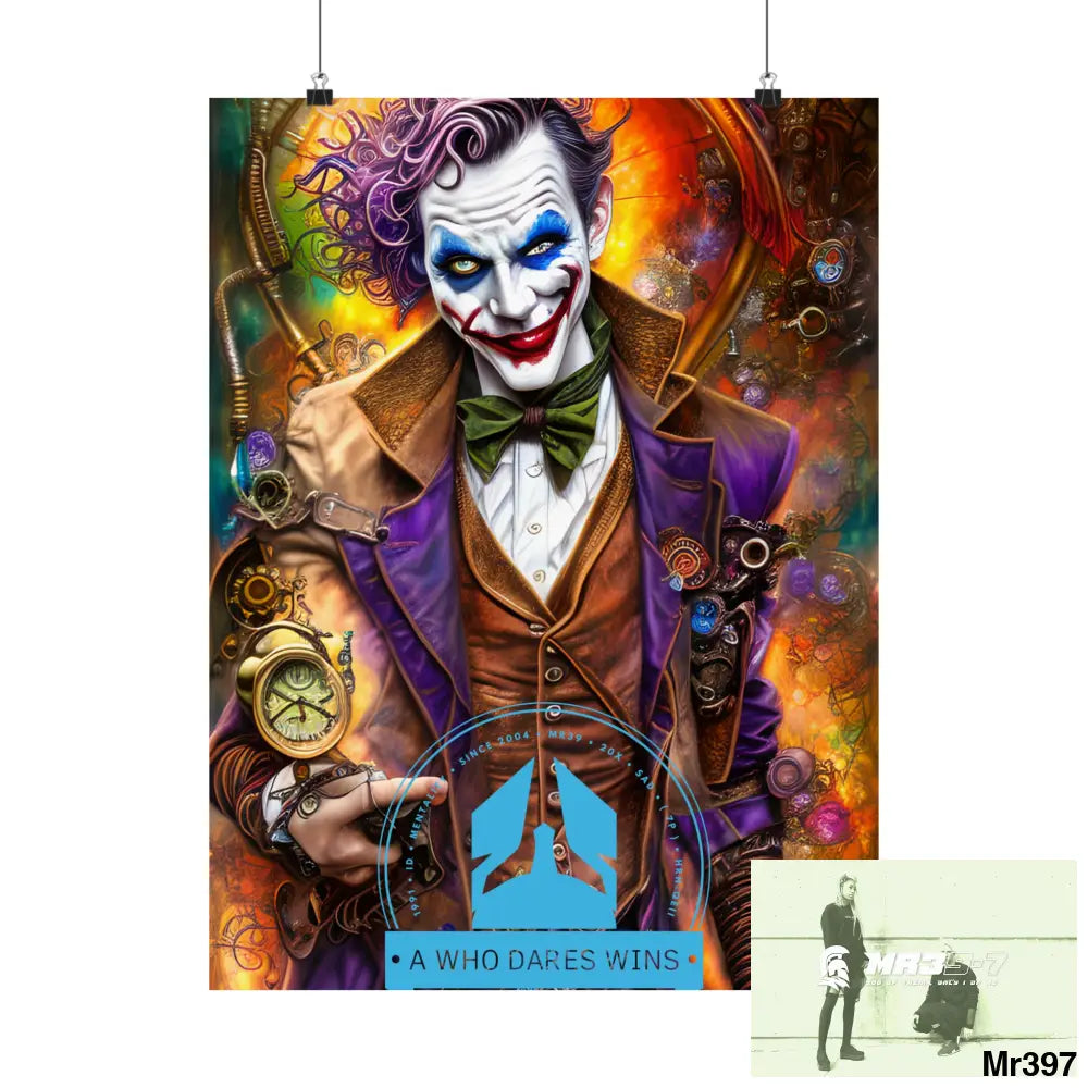 A Who Dares Wins Steampunk Joker Hearts Tribal Fractal Matte Vertical Posters 18″ x 24″ / Matte Poster