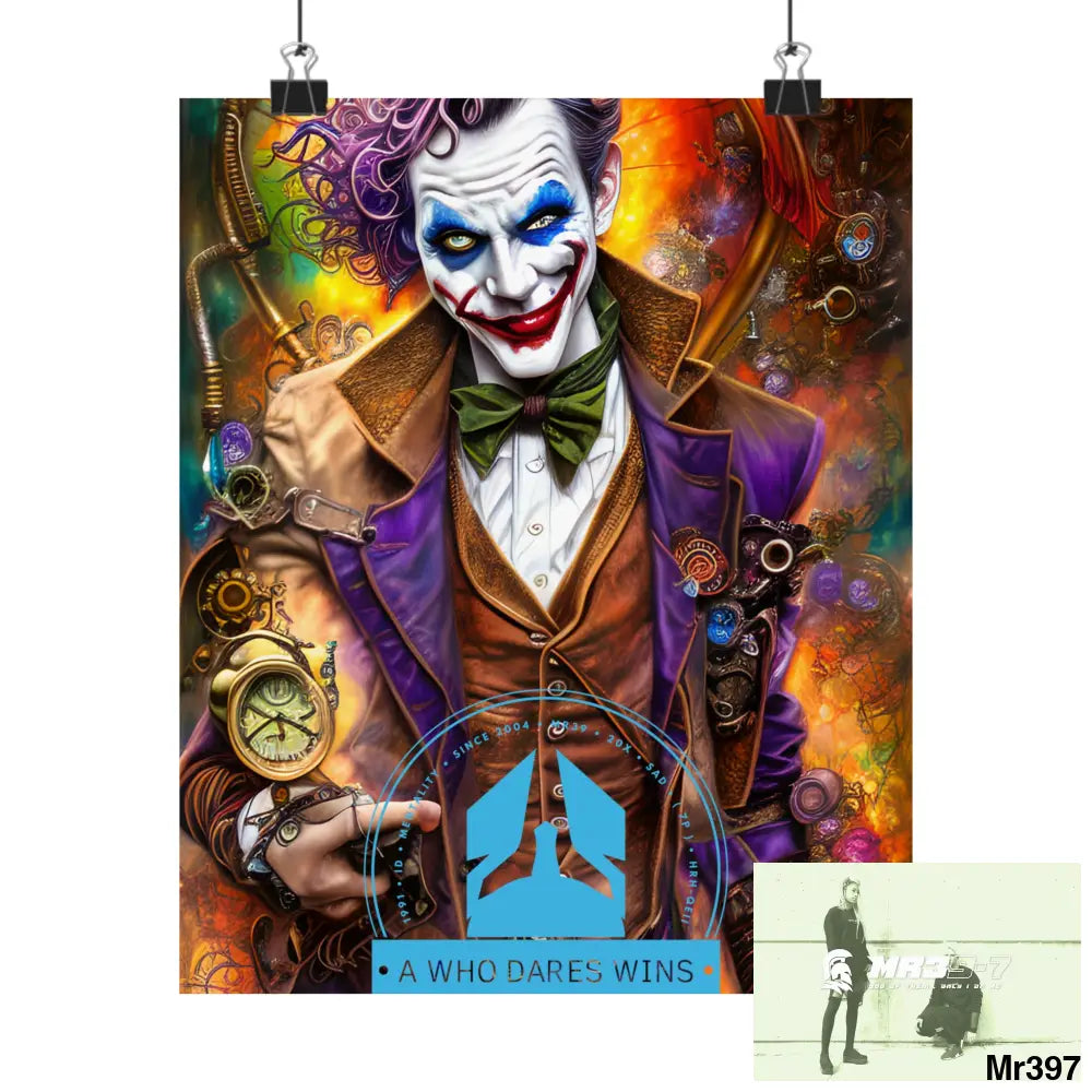 A Who Dares Wins Steampunk Joker Hearts Tribal Fractal Matte Vertical Posters 9’’ x 11’’ / Matte Poster