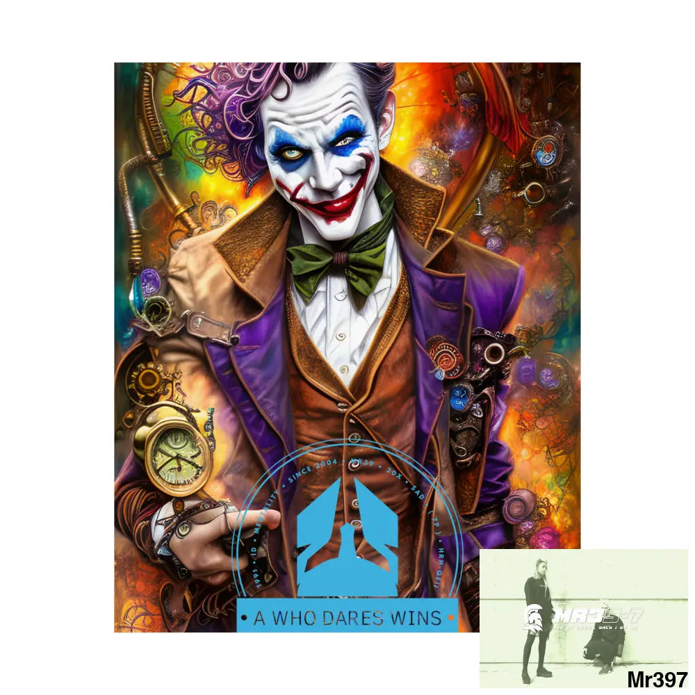 A Who Dares Wins Steampunk Joker Hearts Tribal Fractal Matte Vertical Posters Poster