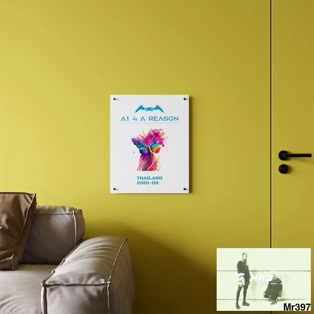 A Who Dares Wins Thailand 2001--09 Colorful Butterfly in Mid-Flight Acrylic Wall Art Panels Home Decor