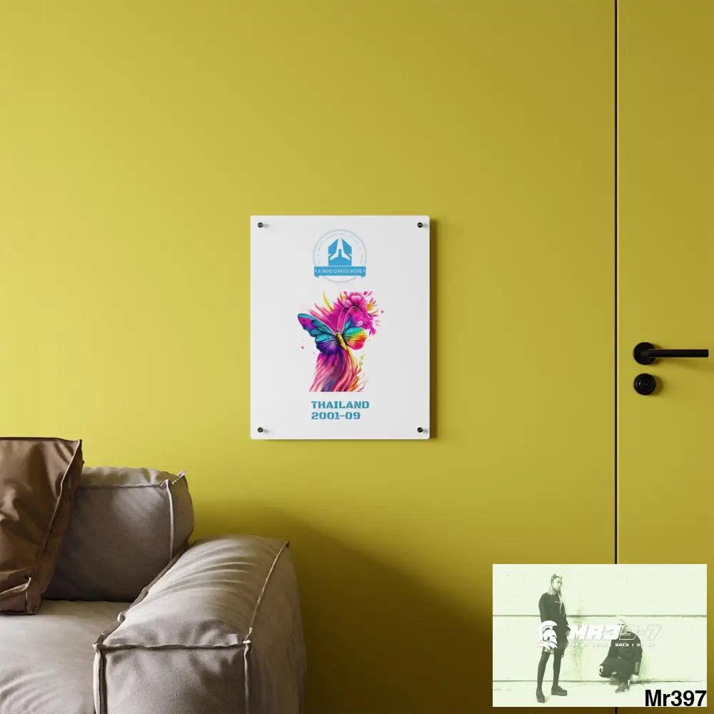 A Who Dares Wins Thailand 2001--09 Colorful Butterfly in Mid-Flight Acrylic Wall Art Panels Home Decor