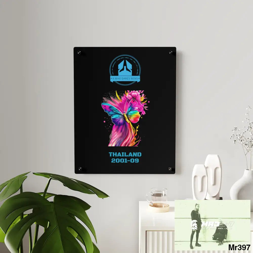 A Who Dares Wins Thailand 2001--09 Colourful Butterfly in Mid-Flight Acrylic Wall Art Panels Home Decor
