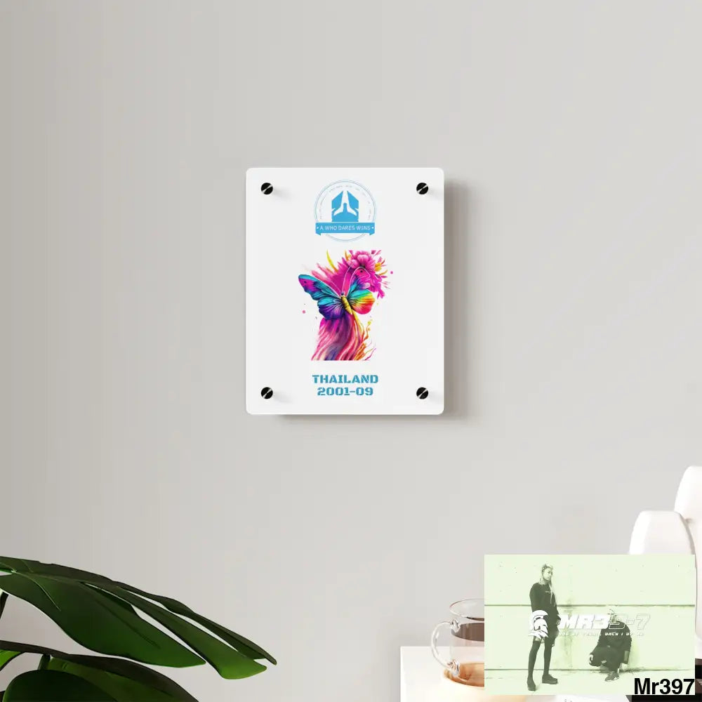 A Who Dares Wins Thailand 2001--09 Colourful Butterfly in Mid-Flight Acrylic Wall Art Panels Home Decor