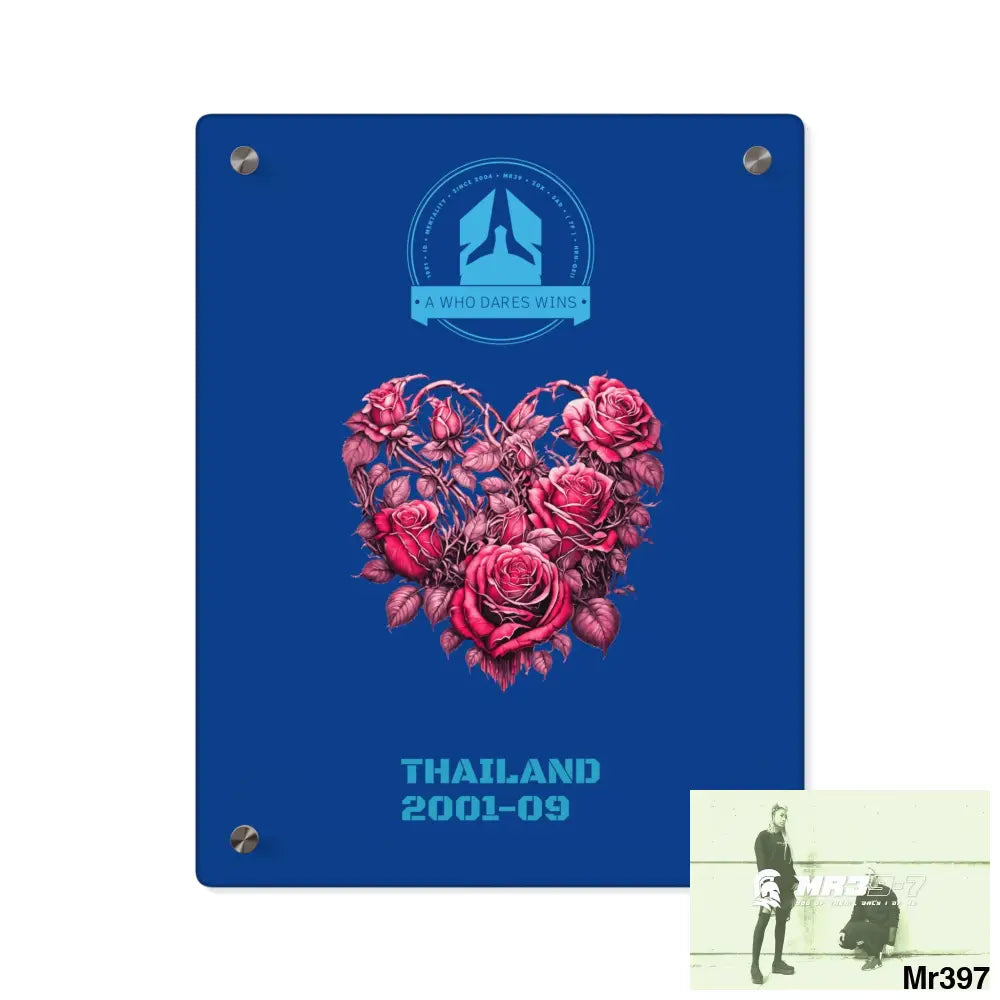 A Who Dares Wins Thailand 2001--09 Heart Made of Pink Roses Beautiful Floral Acrylic Wall Art Panels 11″ x 14″