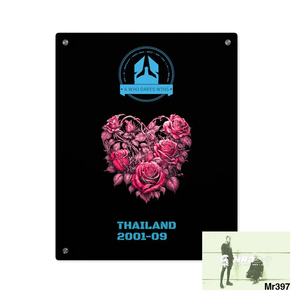 A Who Dares Wins Thailand 2001--09 Heart Made of Pink Roses Beautiful Floral Acrylic Wall Art Panels 16″ x 20″