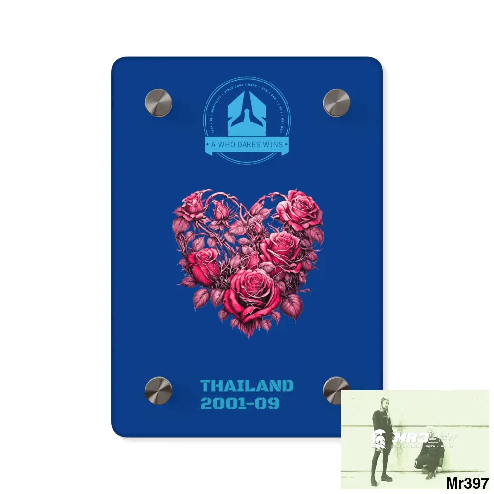 A Who Dares Wins Thailand 2001--09 Heart Made of Pink Roses Beautiful Floral Acrylic Wall Art Panels 5’’ x 7’’