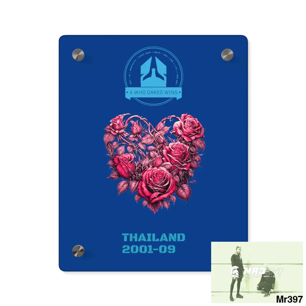 A Who Dares Wins Thailand 2001--09 Heart Made of Pink Roses Beautiful Floral Acrylic Wall Art Panels 8″ x 10″