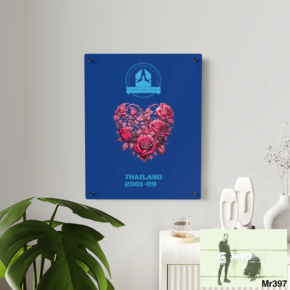 A Who Dares Wins Thailand 2001--09 Heart Made of Pink Roses Beautiful Floral Acrylic Wall Art Panels Home Decor