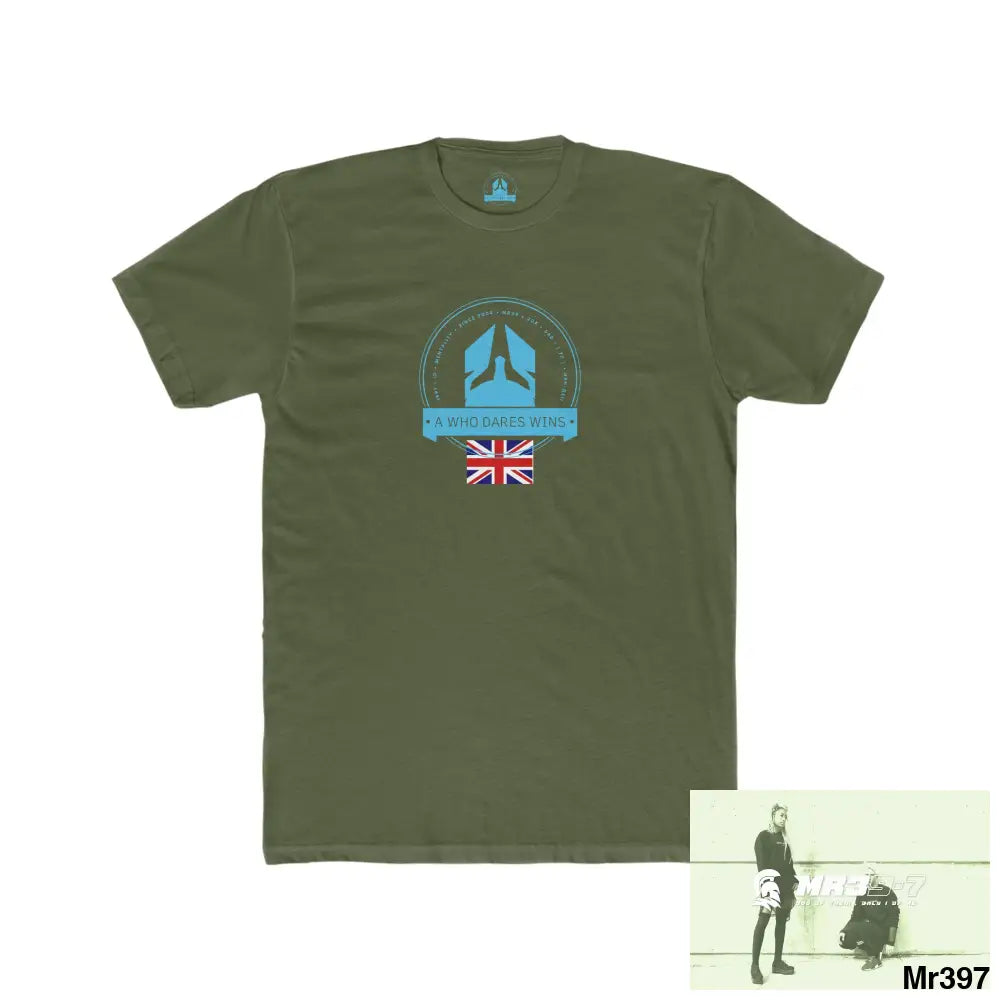 A Who Dares Wins Thailand 2008 Koh Charg beer n bikes tits up Men’s Cotton Crew Tee Solid Military Green / XS T-Shirt