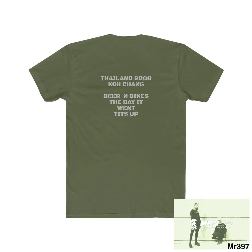 A Who Dares Wins Thailand 2008 Koh Charg beer n bikes tits up Men’s Cotton Crew Tee T-Shirt