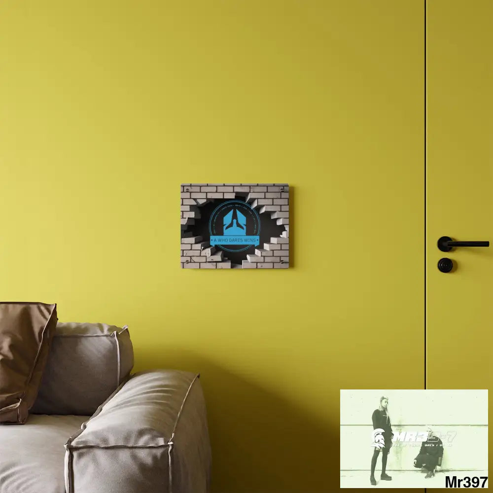 A Who Dares Wins Through the 3D Cracked Brick Wall Graphic Acrylic Wall Art Panels Home Decor