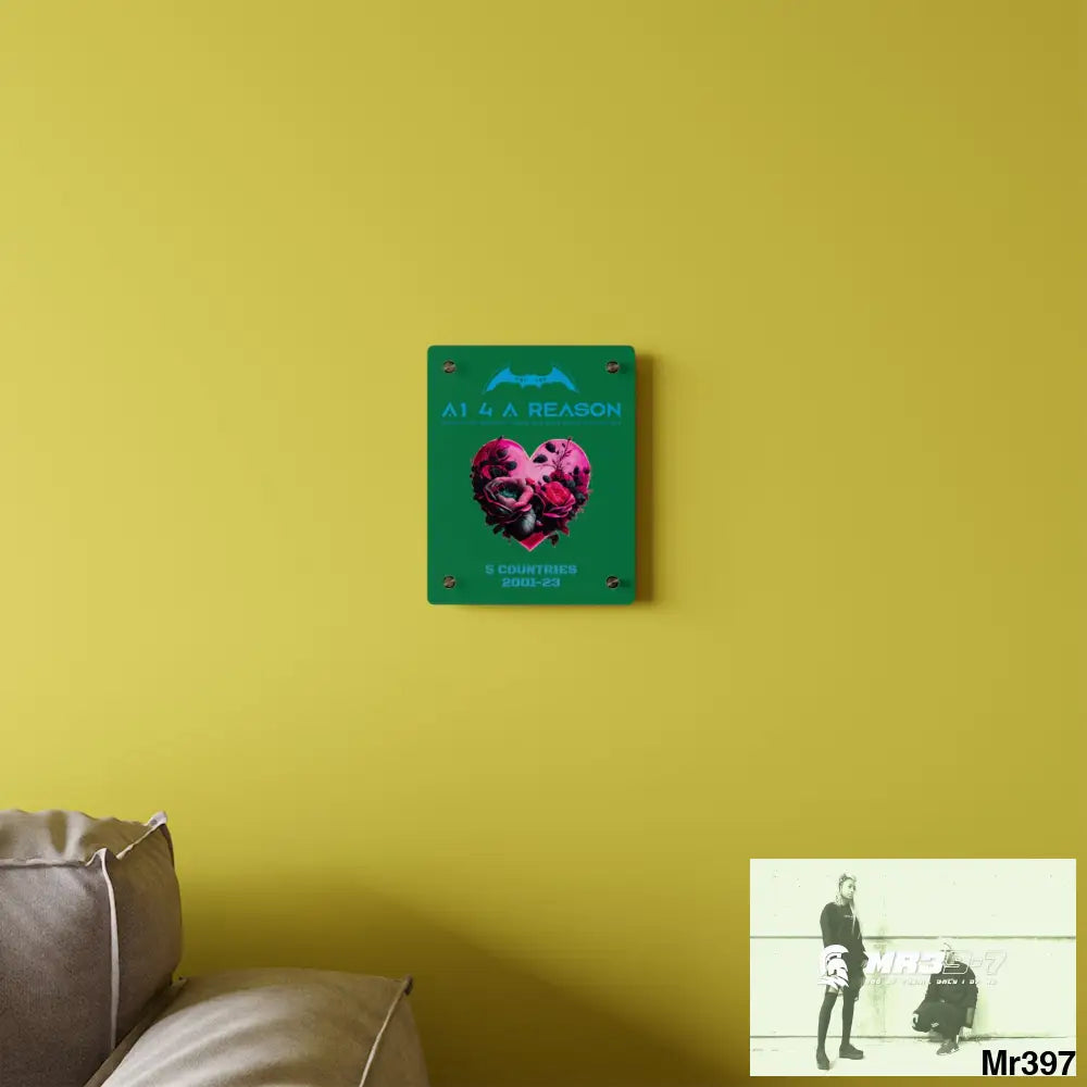 A1 4 A Reason 5 Countries 2001-23 Heart made of pink roses with black accents Acrylic Wall Art Panels Home Decor