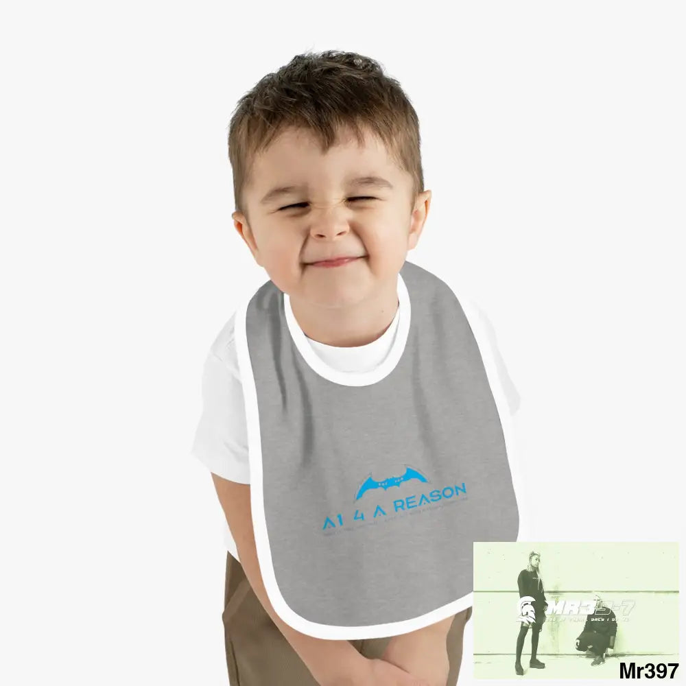 A1 4 A Reason Baby Contrast Trim Jersey Bib Heather/White / One size Kids clothes