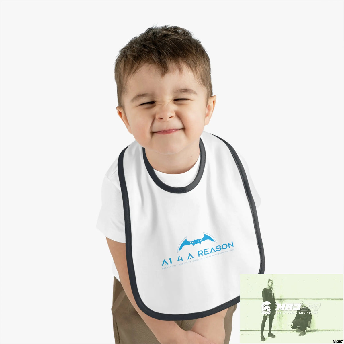 A1 4 A Reason Baby Contrast Trim Jersey Bib White/Black / One size Kids clothes