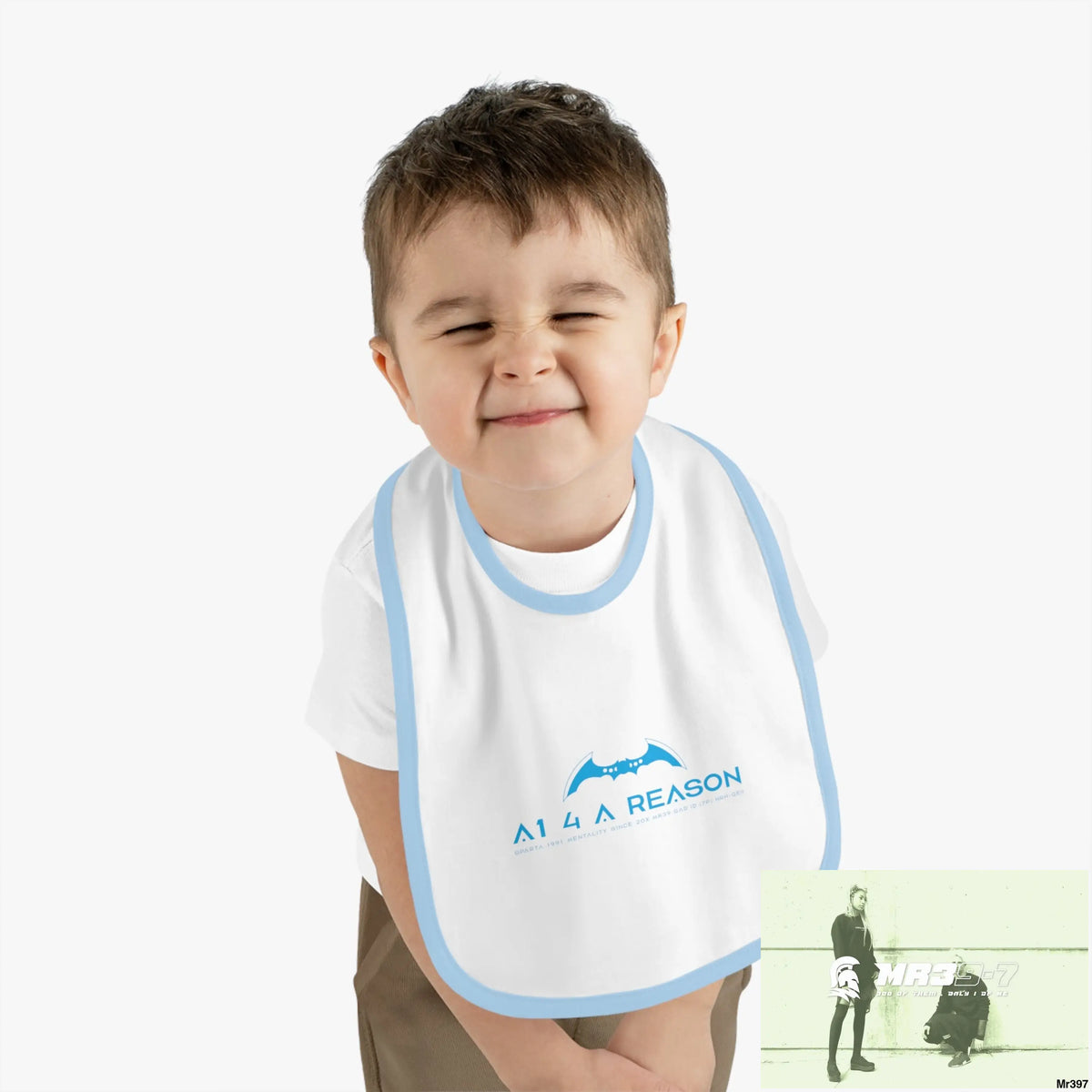 A1 4 A Reason Baby Contrast Trim Jersey Bib White/Light Blue / One size Kids clothes