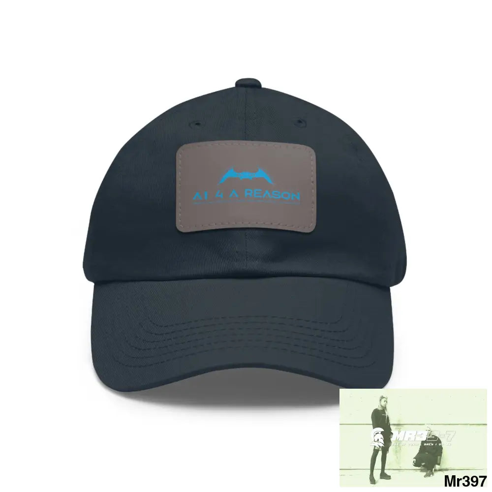 A1 4 A Reason Dad Hat with Leather Patch (Rectangle) Navy / Grey patch / Rectangle / One size Hats