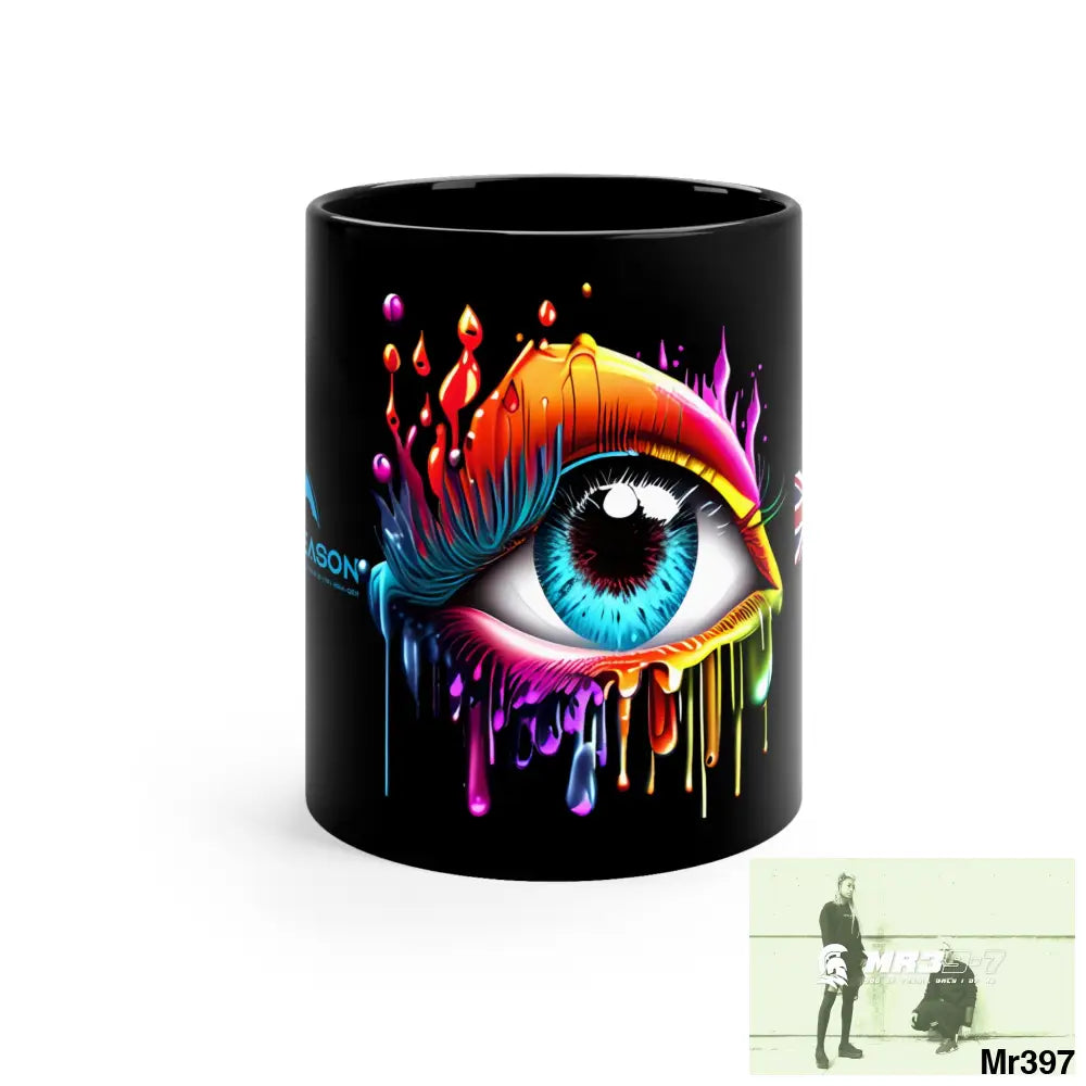 A1 4 A Reason GBR multicoloured dripping eye 11oz Black Mug 11oz Mug