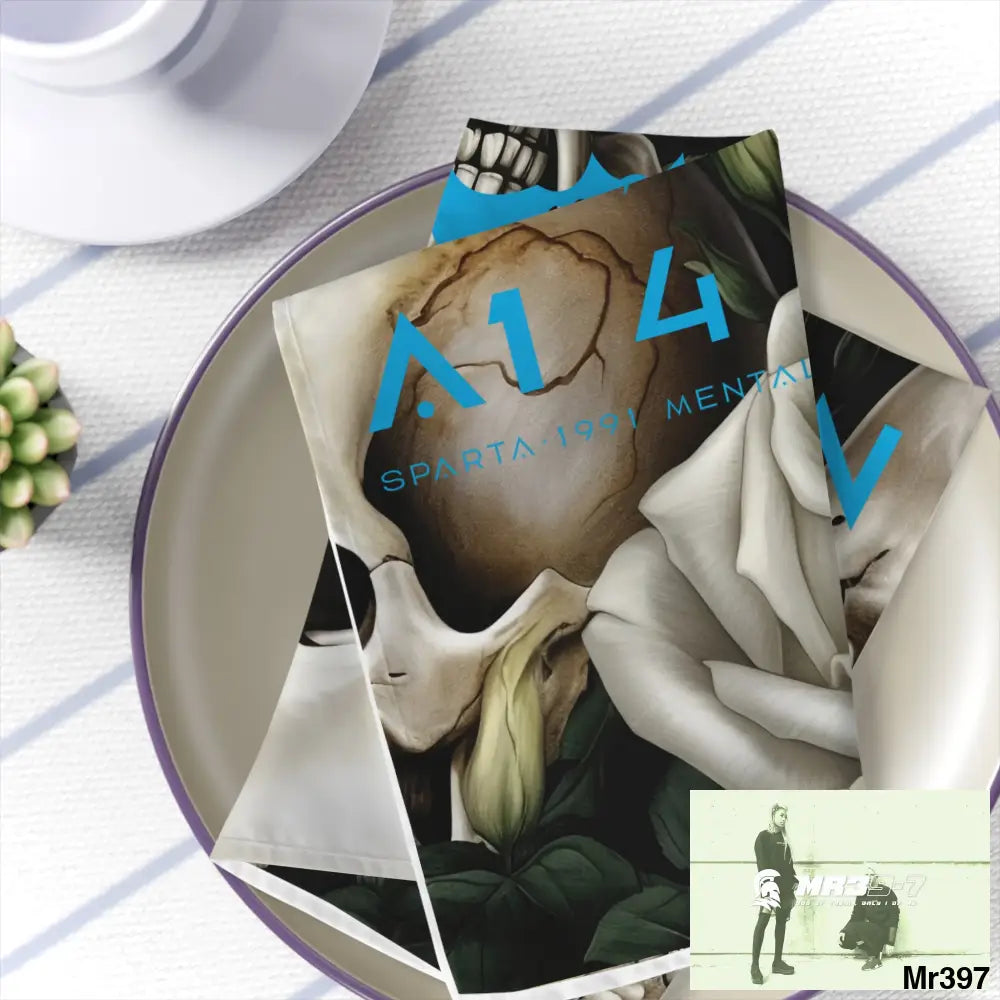 A1 4 A Reason Gothic Skulls & Roses Napkins 4-piece set / White / 19’’ × 19’’ Accessories