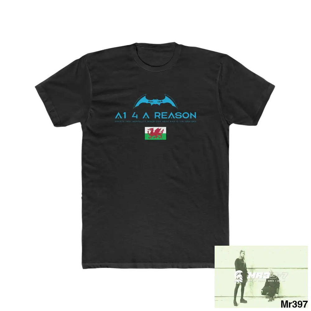 A1 4 A Reason -Gwynedd Barmouth Men’s Cotton CrewTee Solid Black / XS T-Shirt