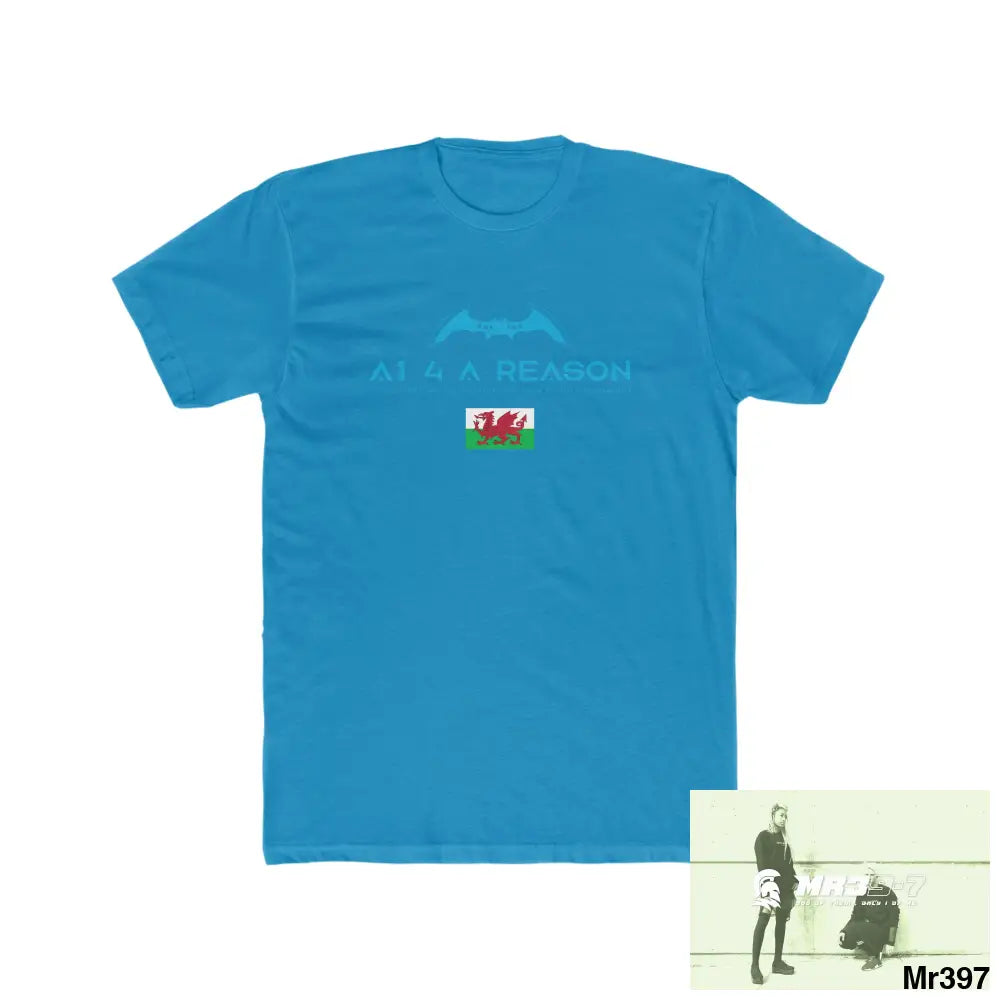 A1 4 A Reason -Gwynedd Barmouth Men’s Cotton CrewTee Solid Turquoise / S T-Shirt
