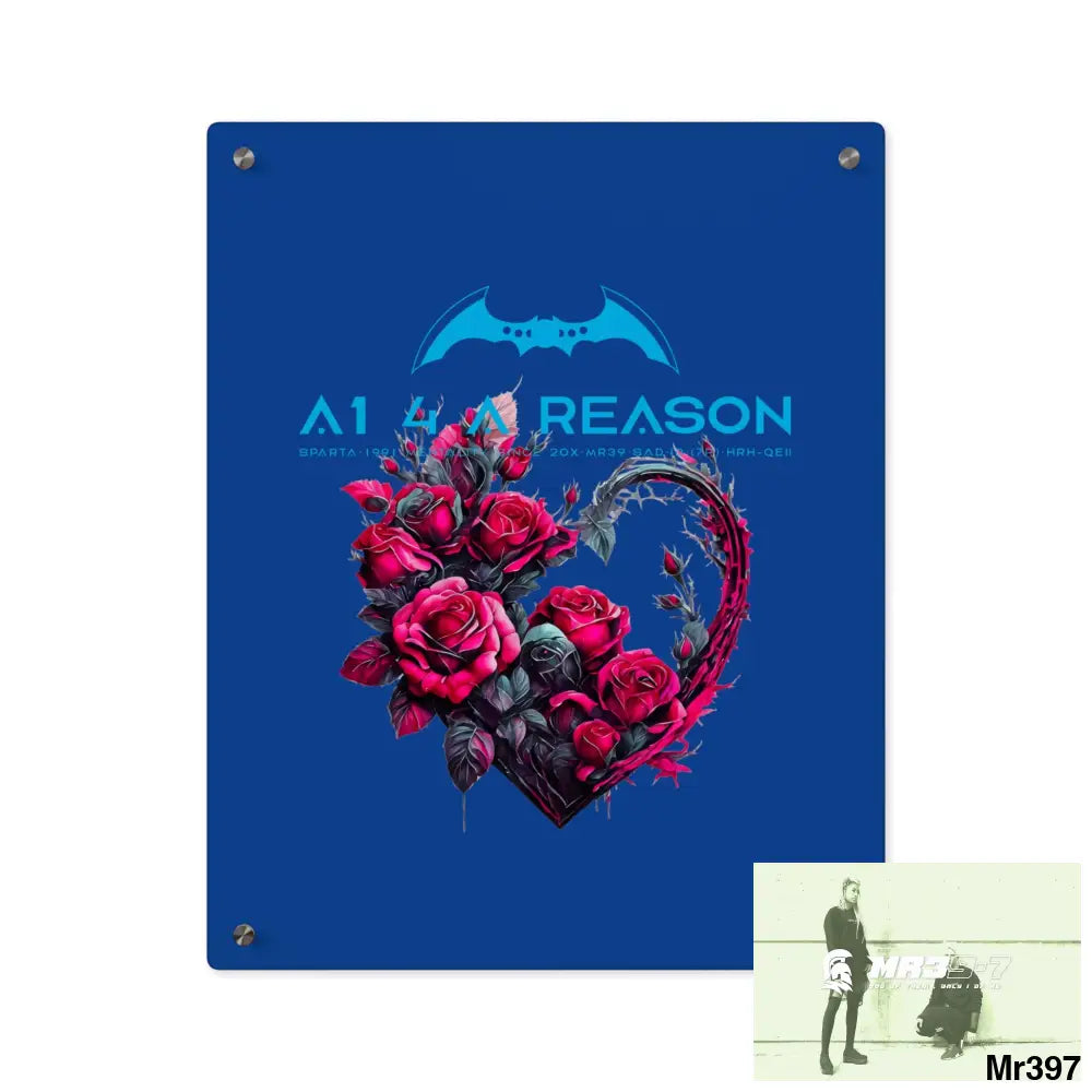 A1 4 A Reason Heart made of Pink Roses on Black Background Acrylic Wall Art Panels 16″ x 20″ (Vertical) / 0.25’’ Home