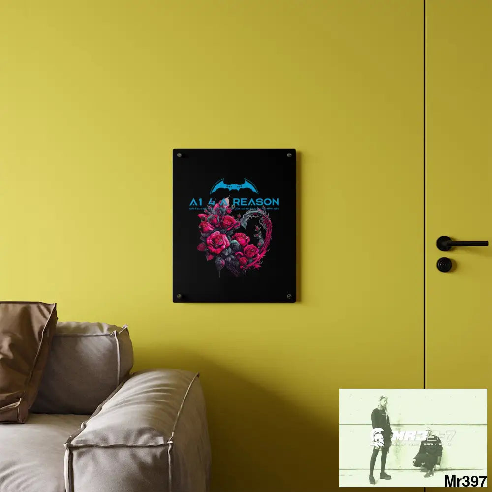 A1 4 A Reason Heart made of Pink Roses on Black Background Acrylic Wall Art Panels Home Decor