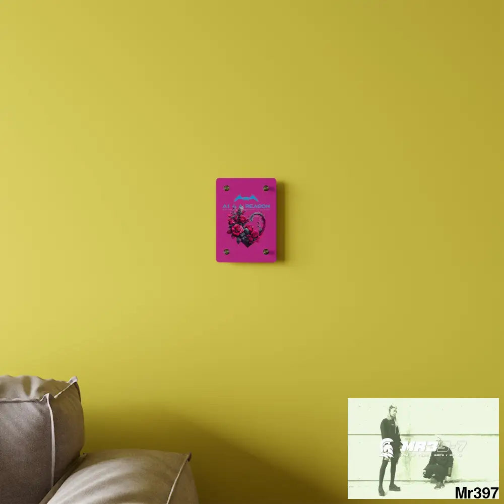 A1 4 A Reason Heart made of Pink Roses on Black Background Acrylic Wall Art Panels Home Decor