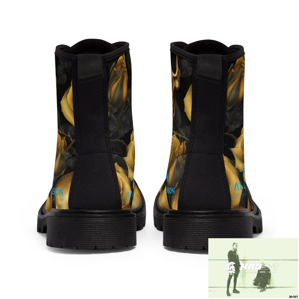 A1 4 A Reason No 2 Gothic Skulls and Gold Roses Canvas Boots AOP Shoes