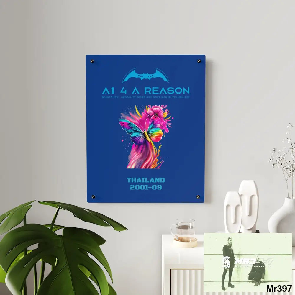 A1 4 A Reason Thailand 2001--09 Colourful Butterfly in Mid-Flight Acrylic Wall Art Panels Home Decor